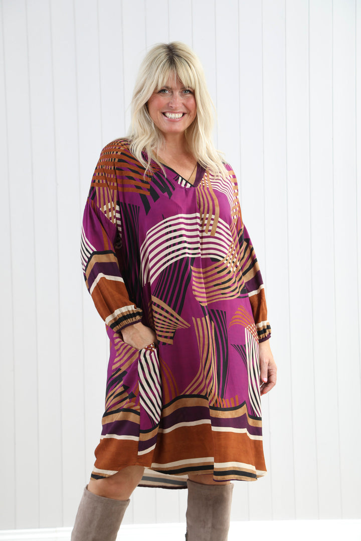 Valeria Abstract Dress Magenta