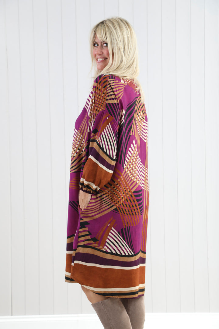 Valeria Abstract Dress Magenta