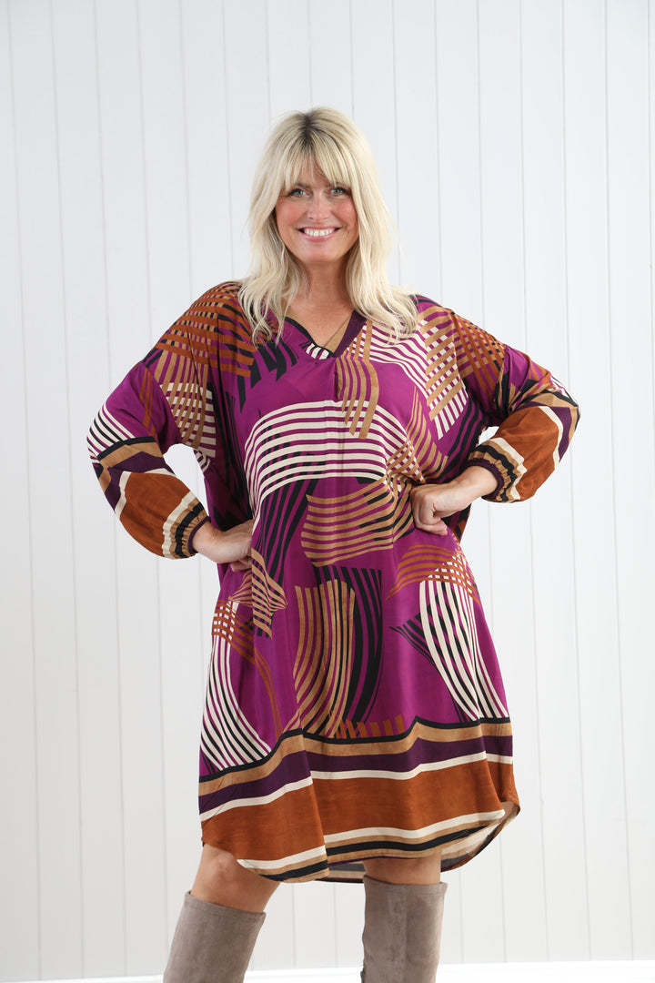 Valeria Abstract Dress Magenta