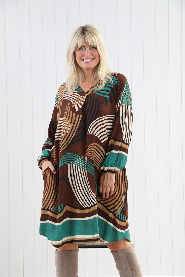 Valeria Abstract Dress Teal