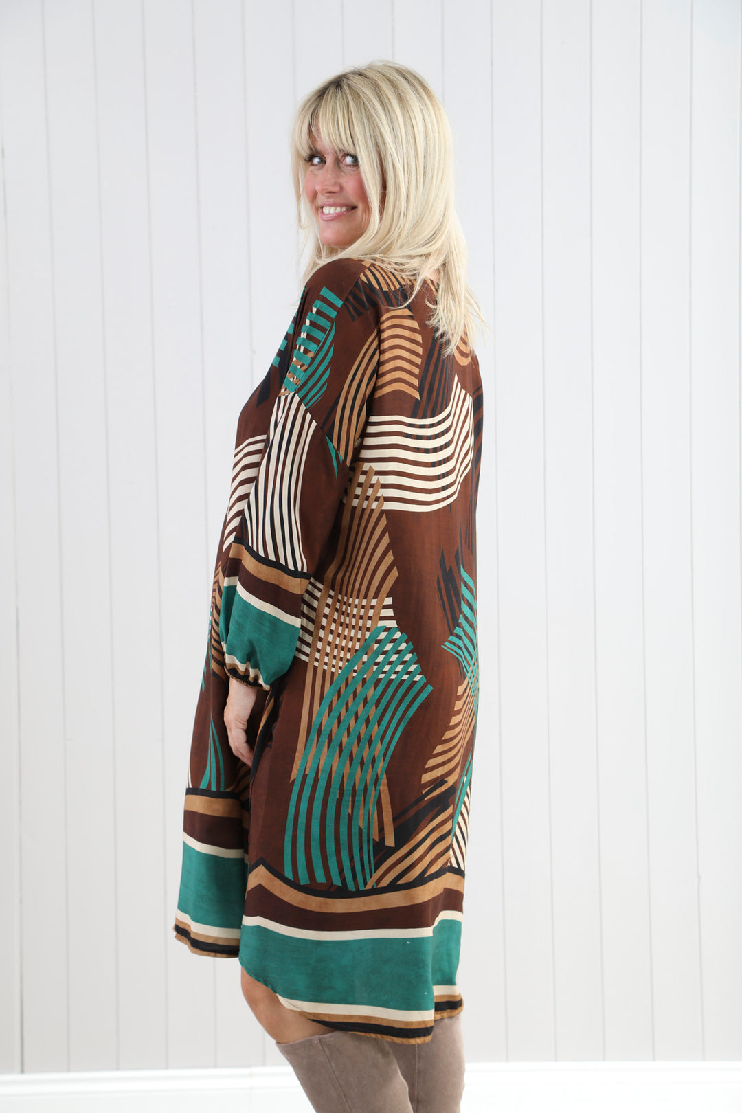 Valeria Abstract Dress Teal