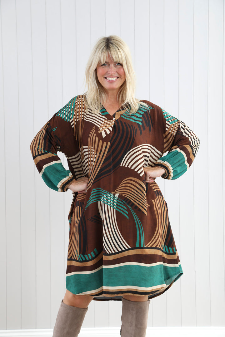 Valeria Abstract Dress Teal