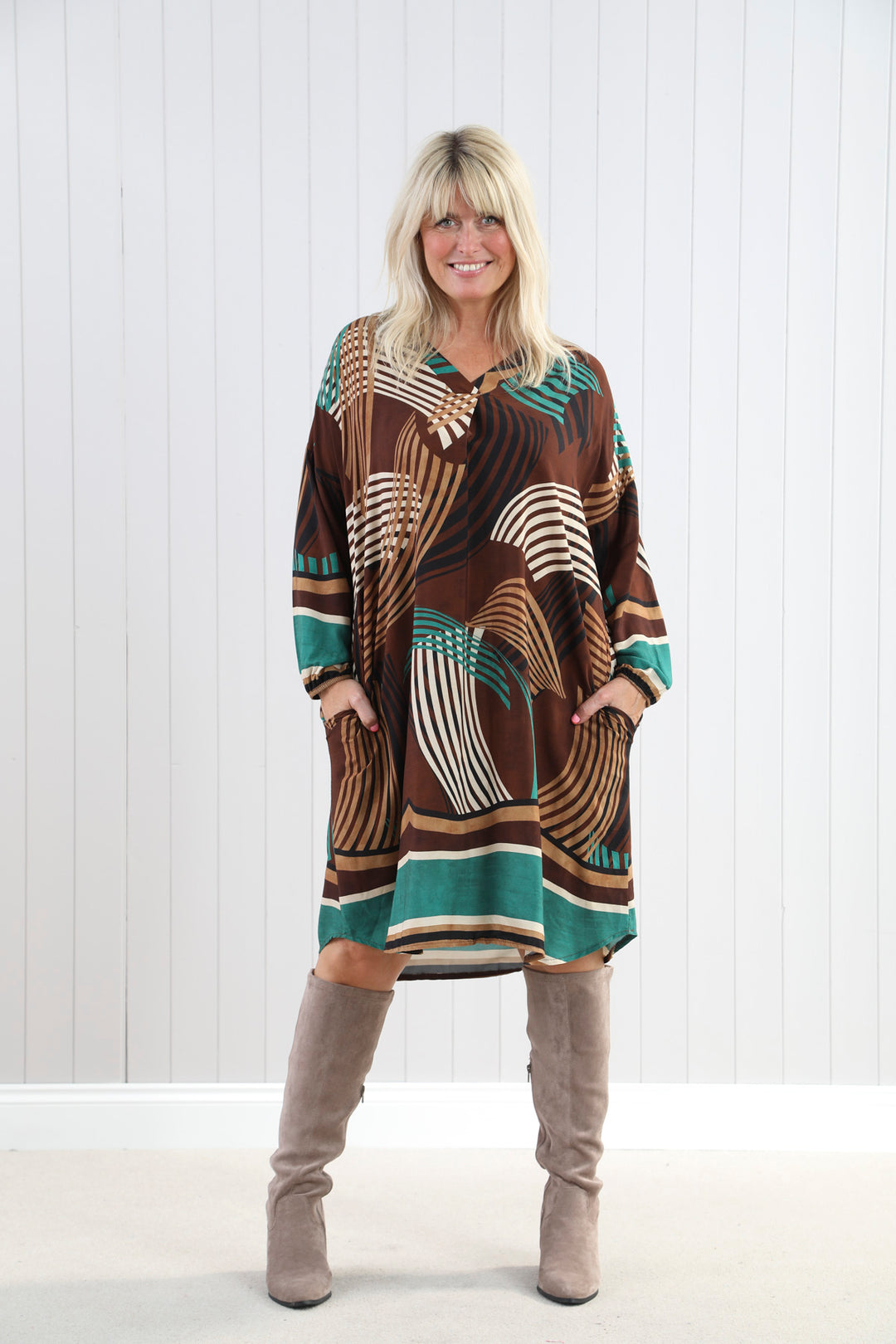 Valeria Abstract Dress Teal