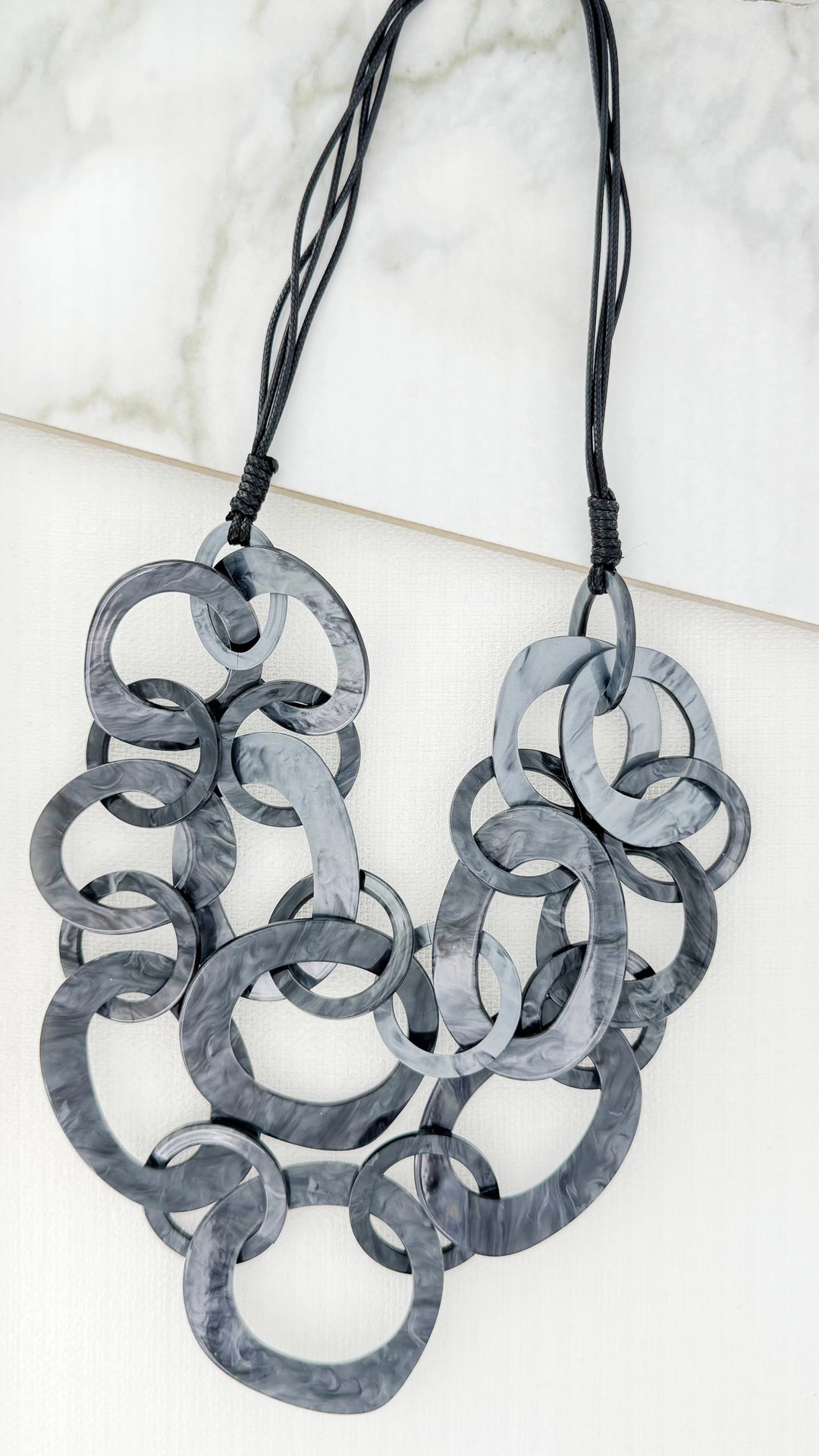 Raya Resin Necklace Grey