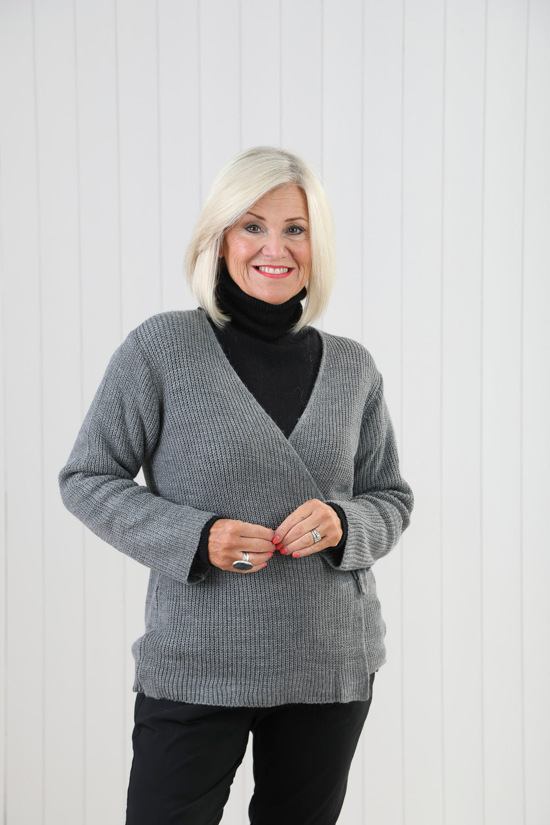 Wrap Knit Cardigan Grey