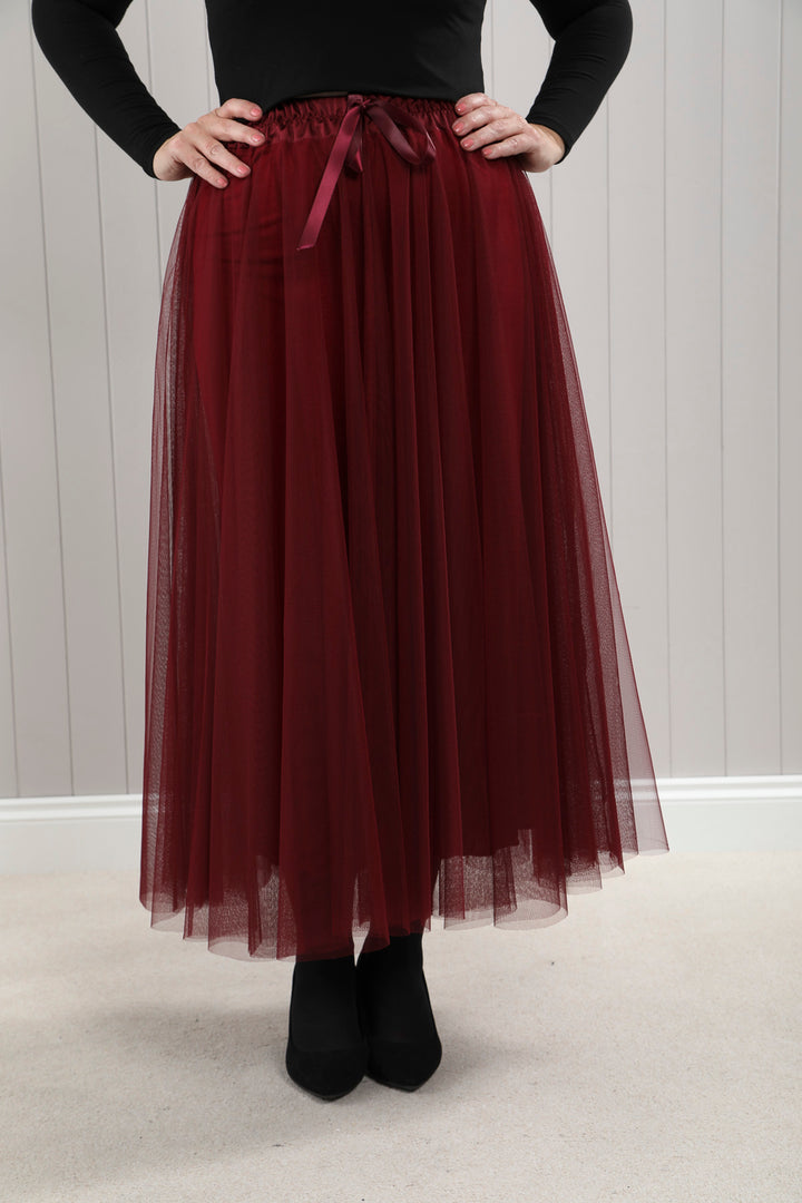 Carrie Tulle Skirt Wine