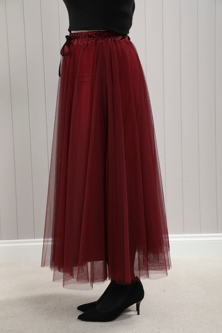 Carrie Tulle Skirt Wine
