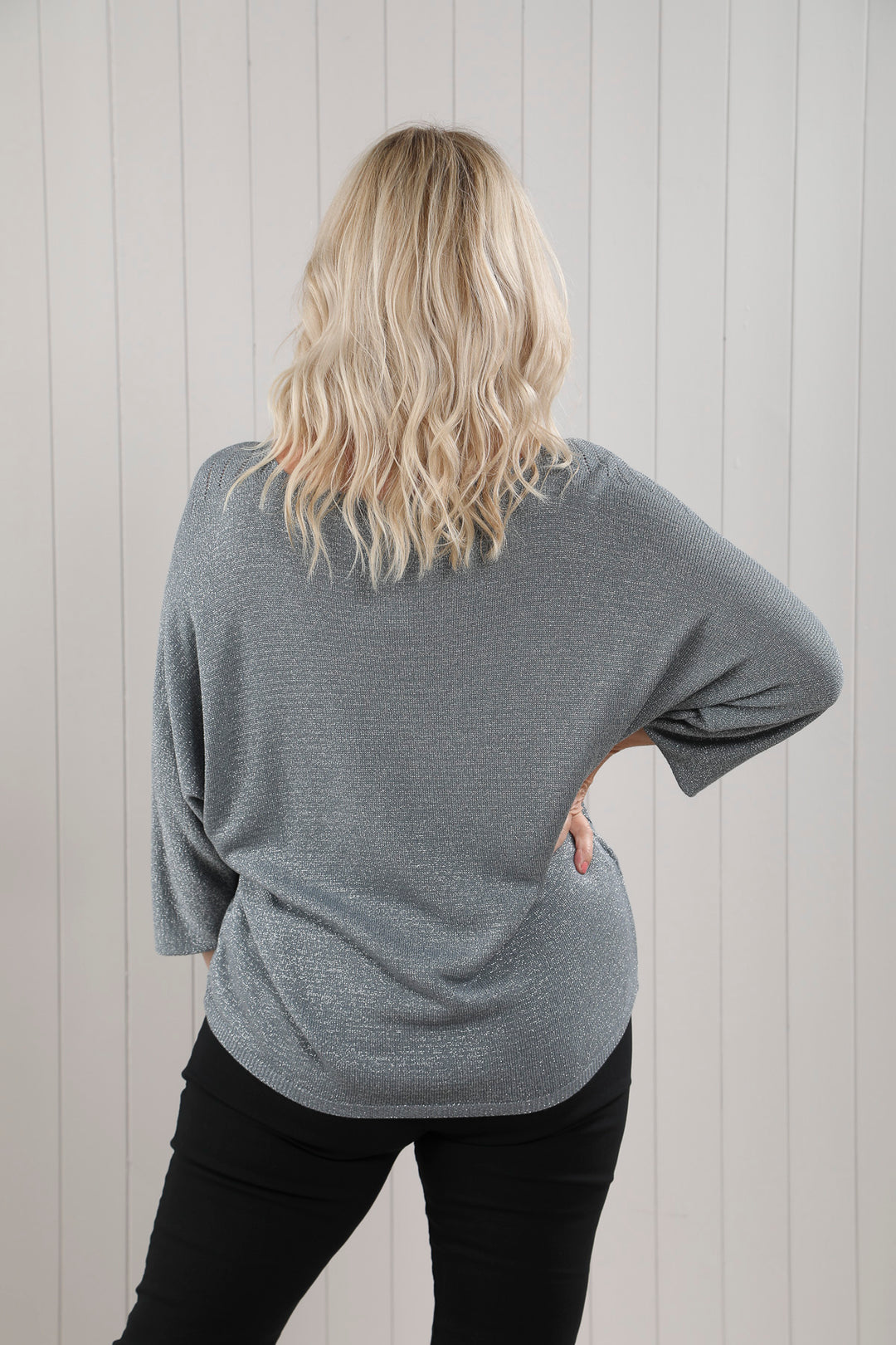 Serena Sparkle V-Neck Knit Silver