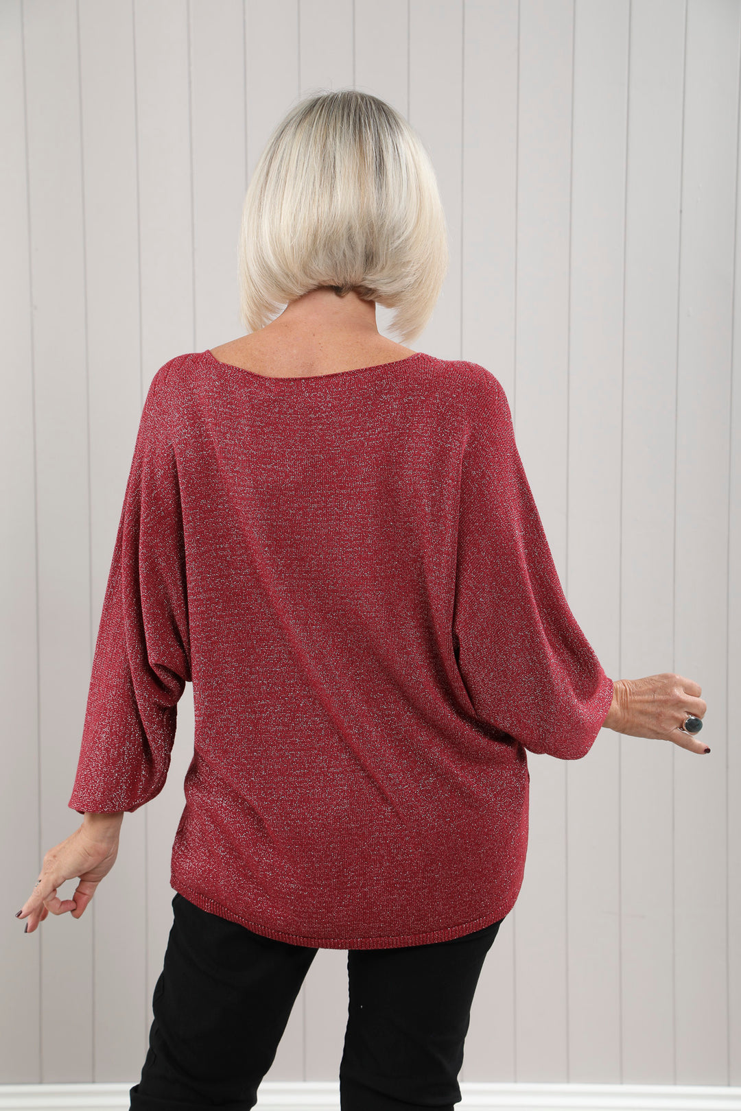 Serena Sparkle V-Neck Knit Wine