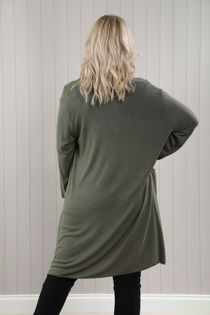 Soft Knit Long Cardigan Khaki