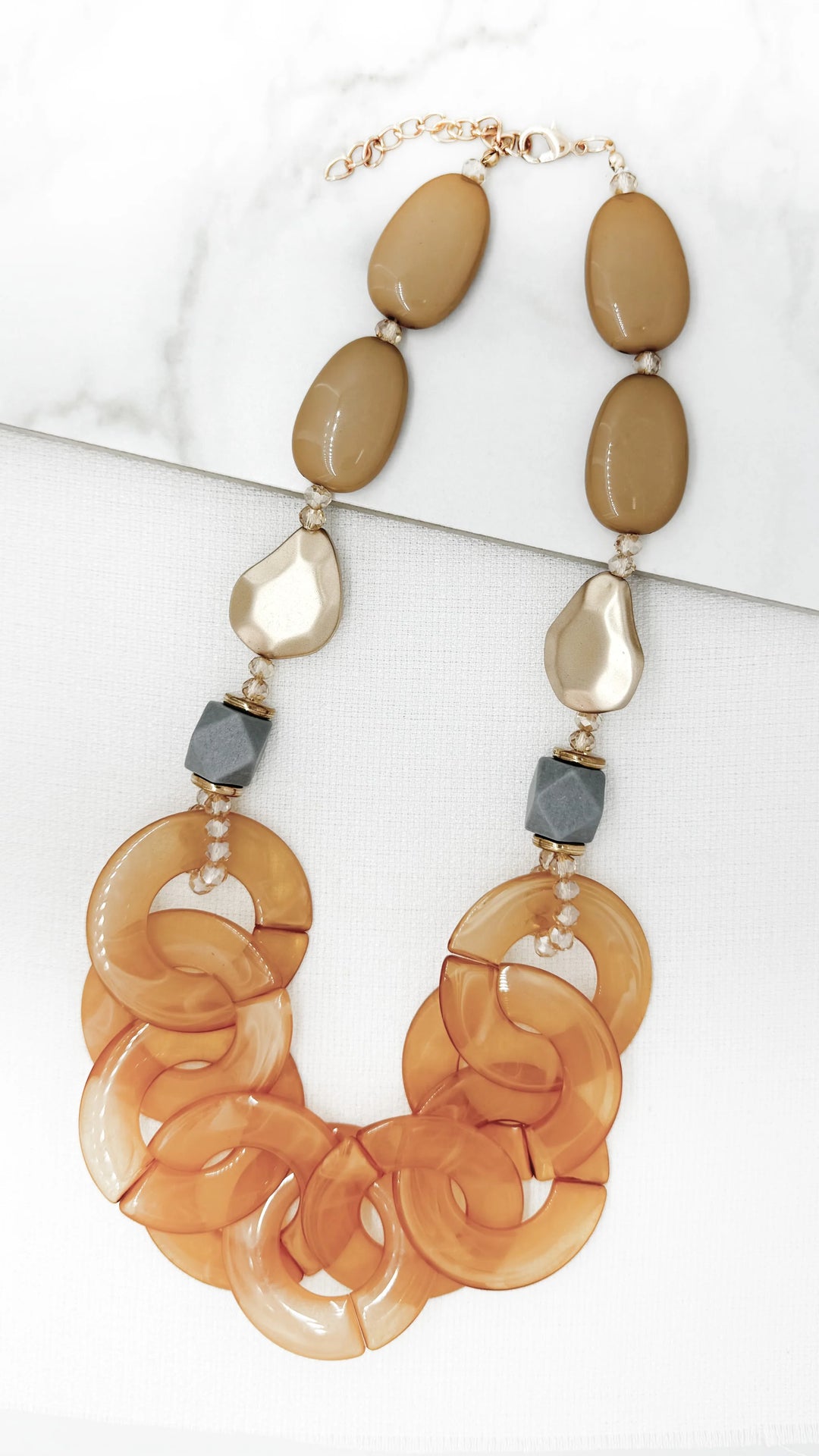 Diana Disc Statement Necklace Amber