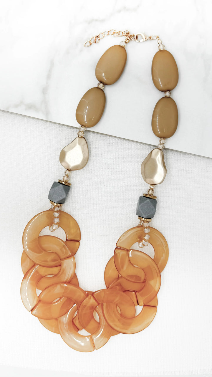 Diana Disc Statement Necklace Amber