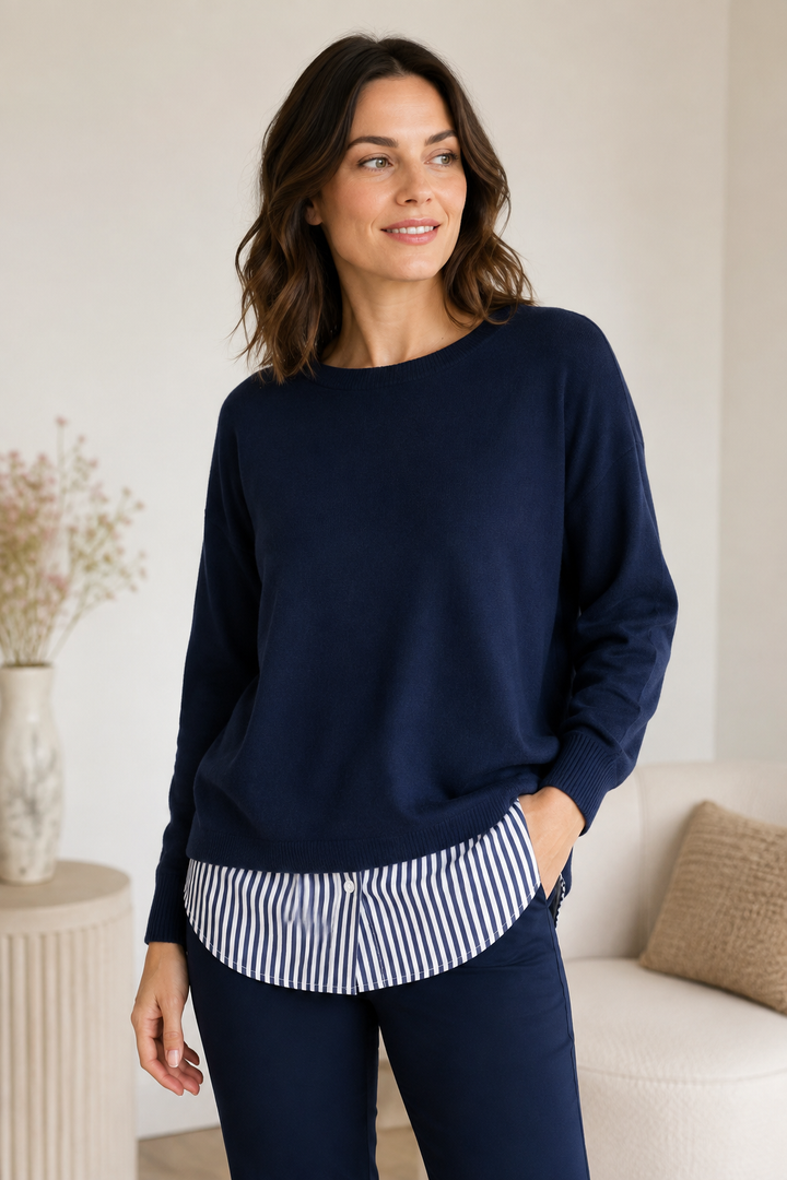 Sadie Shirt Extender Navy Stripe