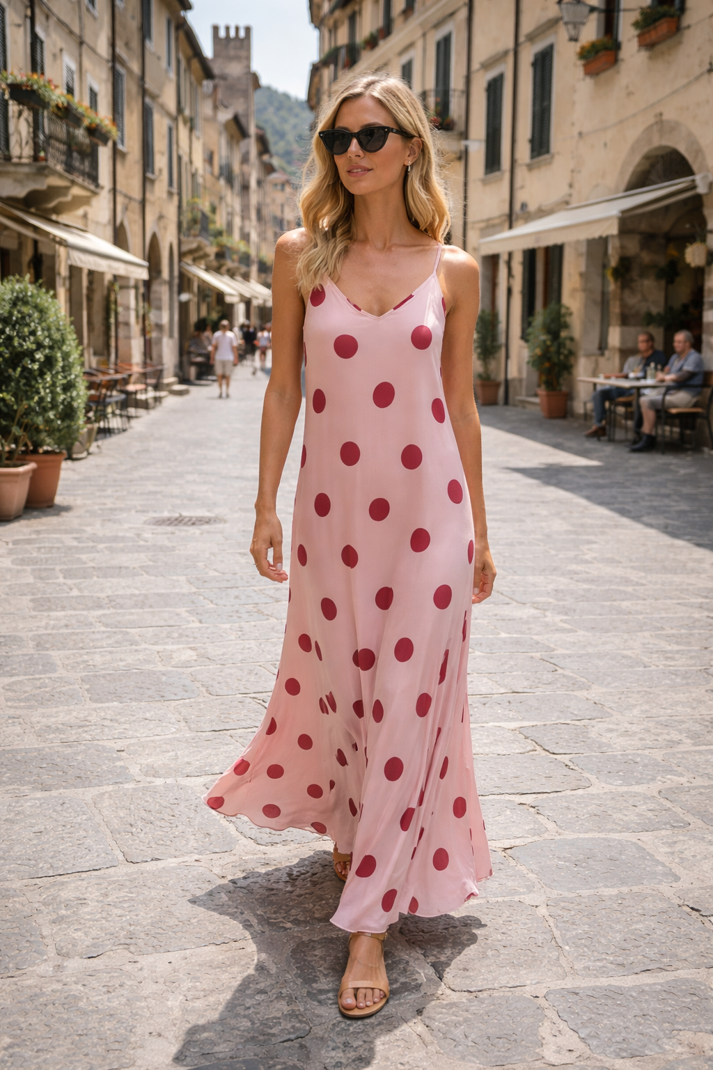 Stefania Polka Dot Dress Rose