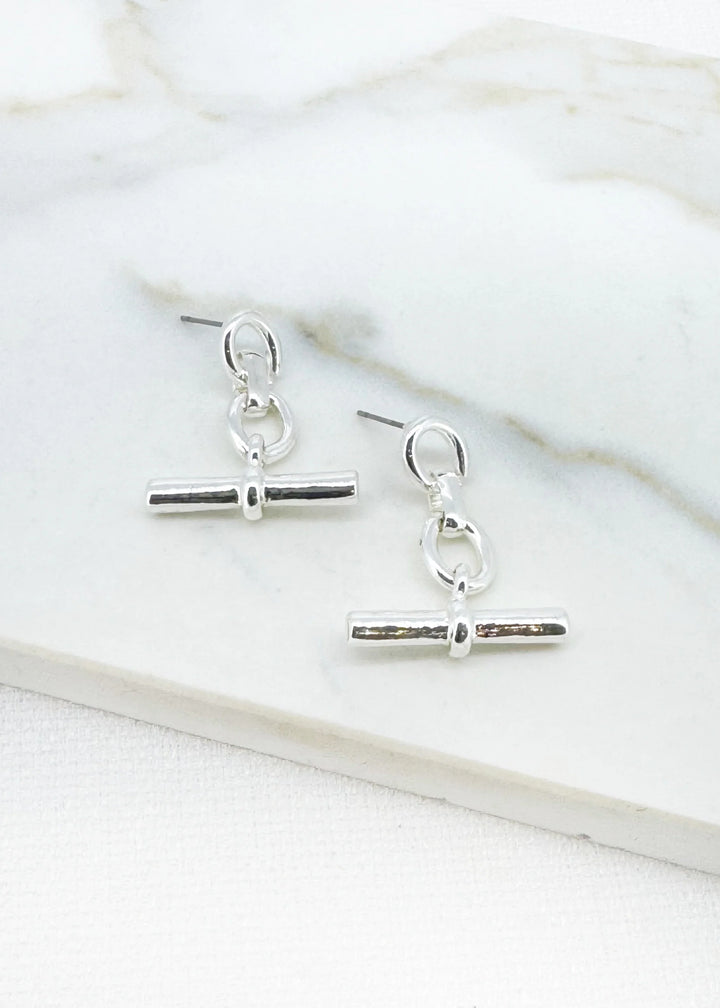 T-Bar Dropper Earrings Silver