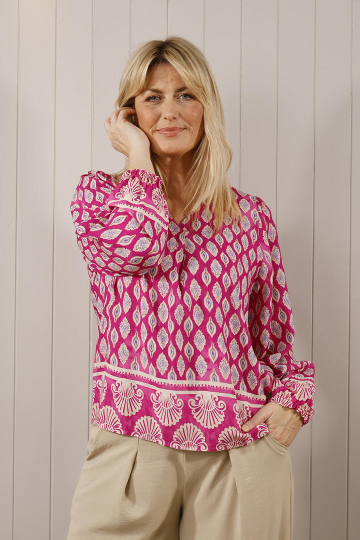 Vayda V Neck Top Fuchsia