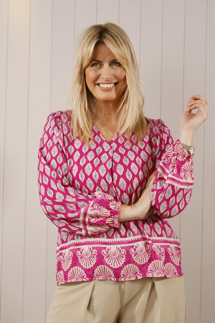 Vayda V Neck Top Fuchsia