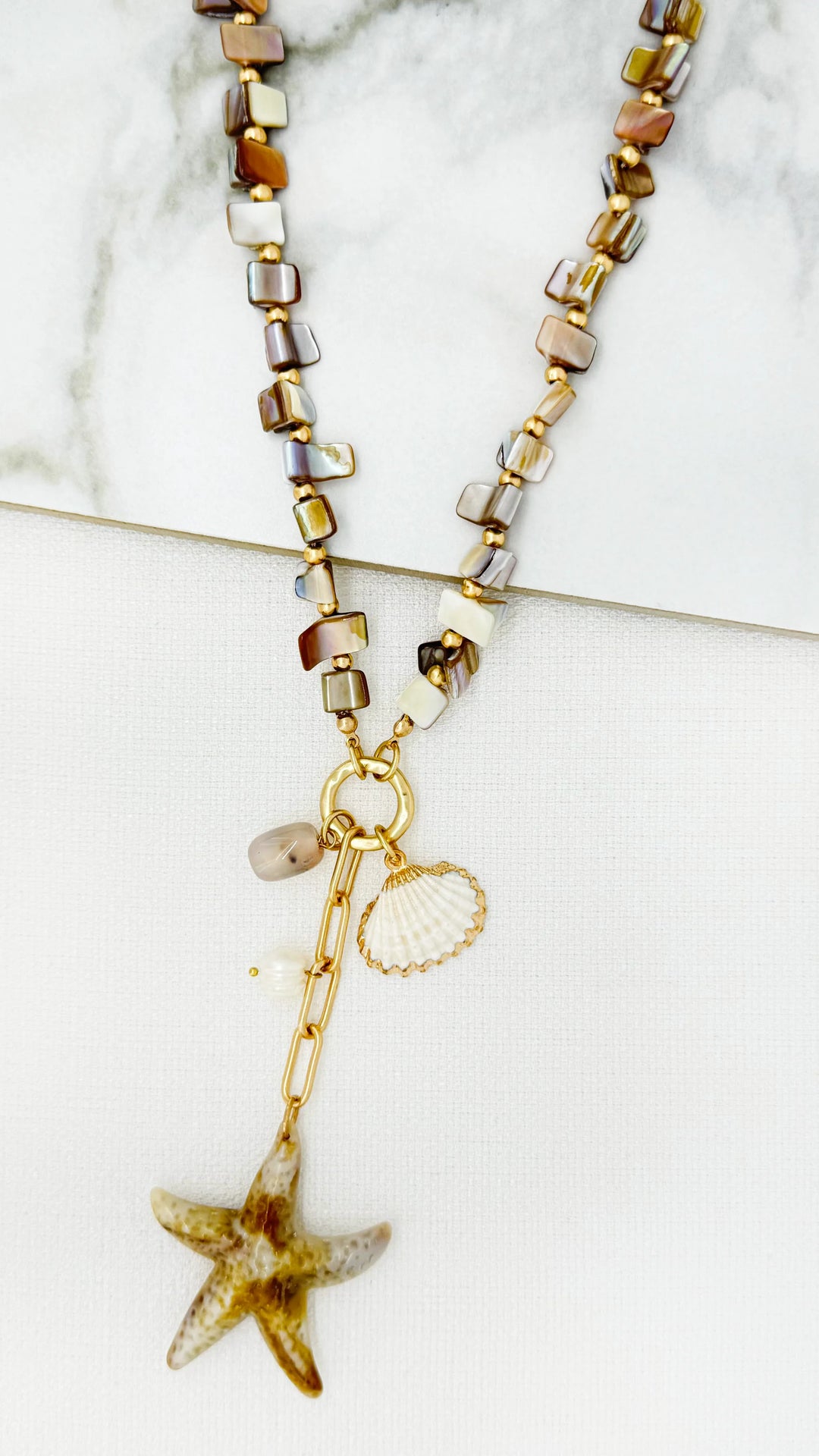 Sahara Sunset Shell Necklace Gold