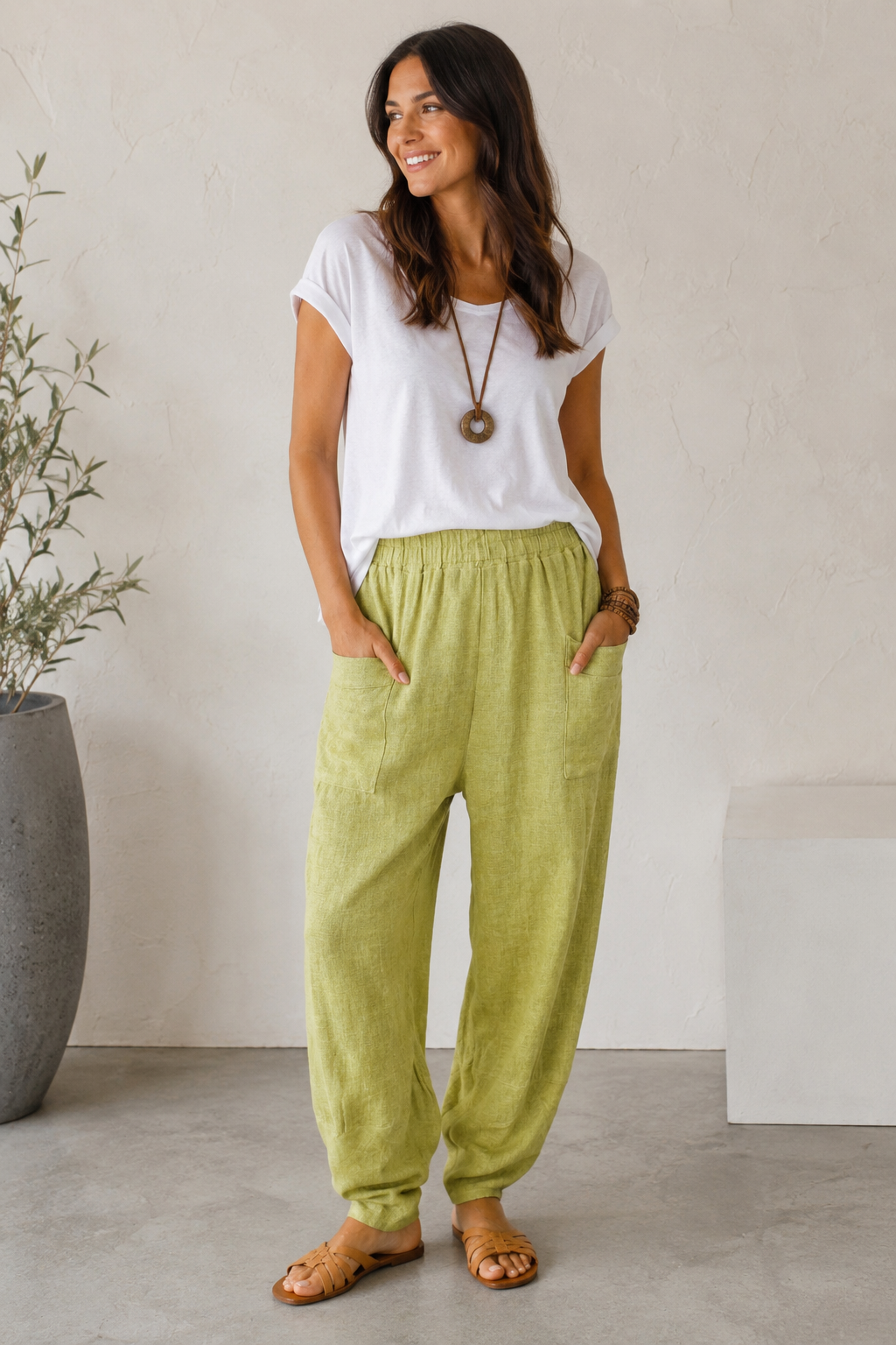 Lettie Linen Trousers Pistachio