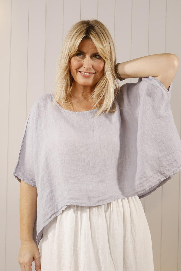 Loreli Linen Layering Top Light Grey