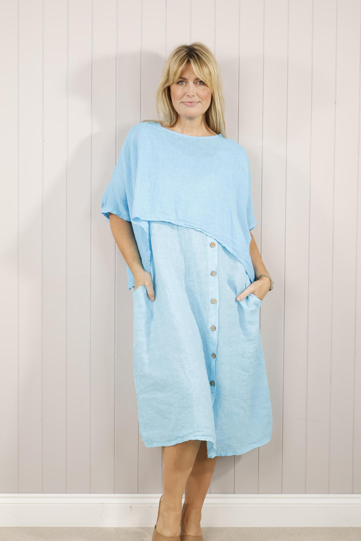 Loreli Linen Layering Top Turquoise