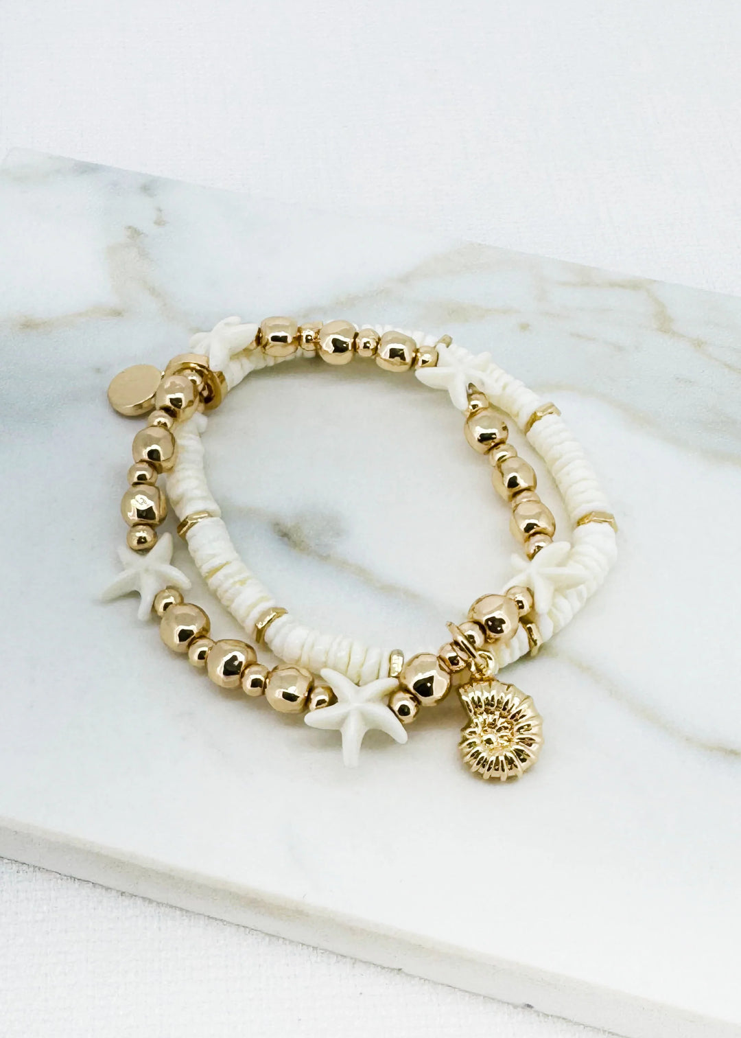 Ffion Fossil Beaded Bracelet Gold