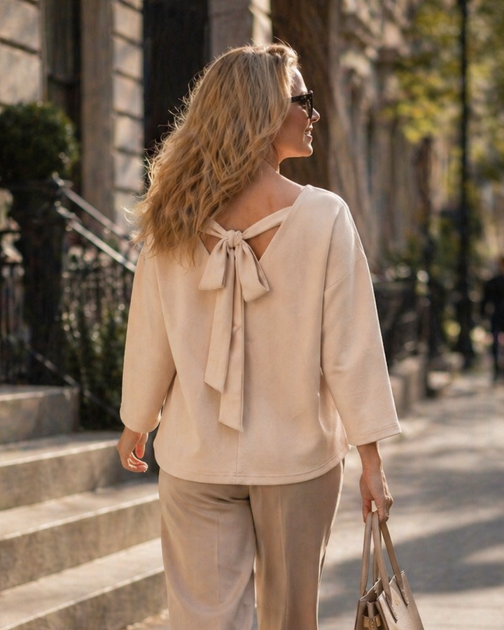 Pristina Silky Bow Top Beige