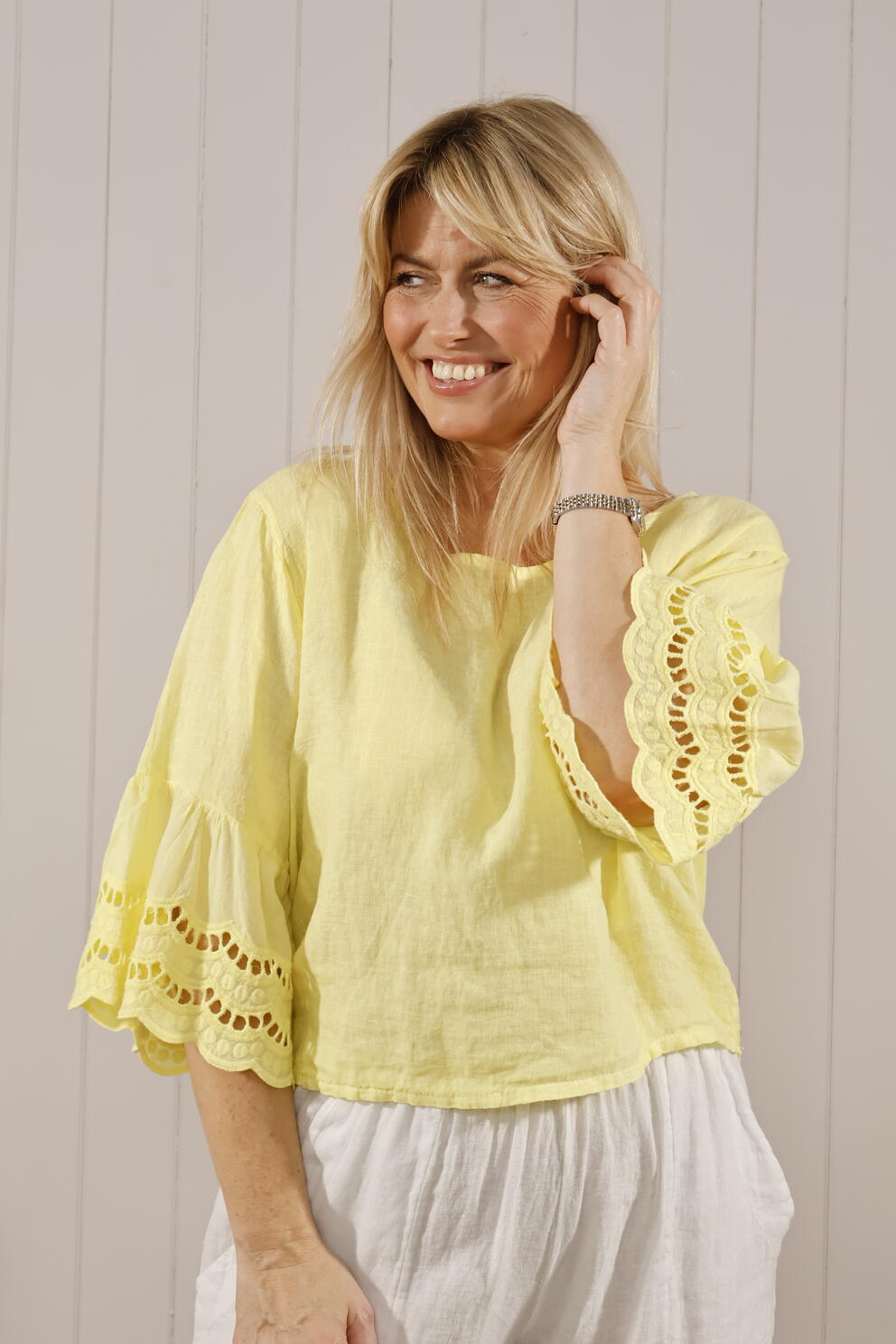Leyanne Linen Top Lemon