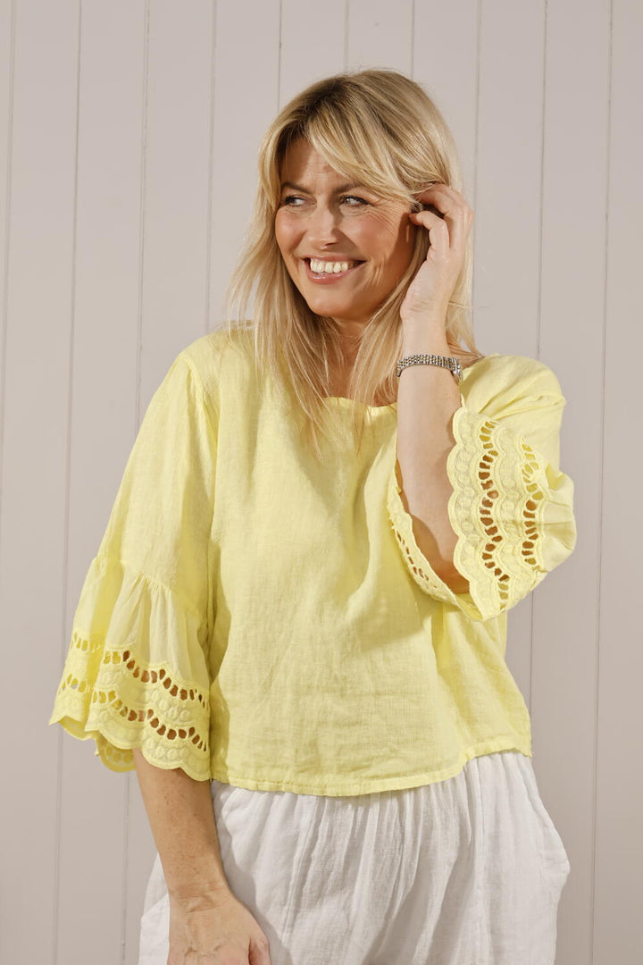 Leyanne Linen Top Lemon