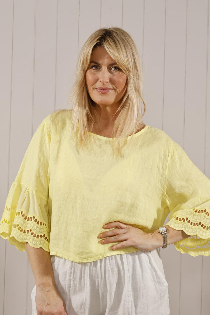 Leyanne Linen Top Lemon