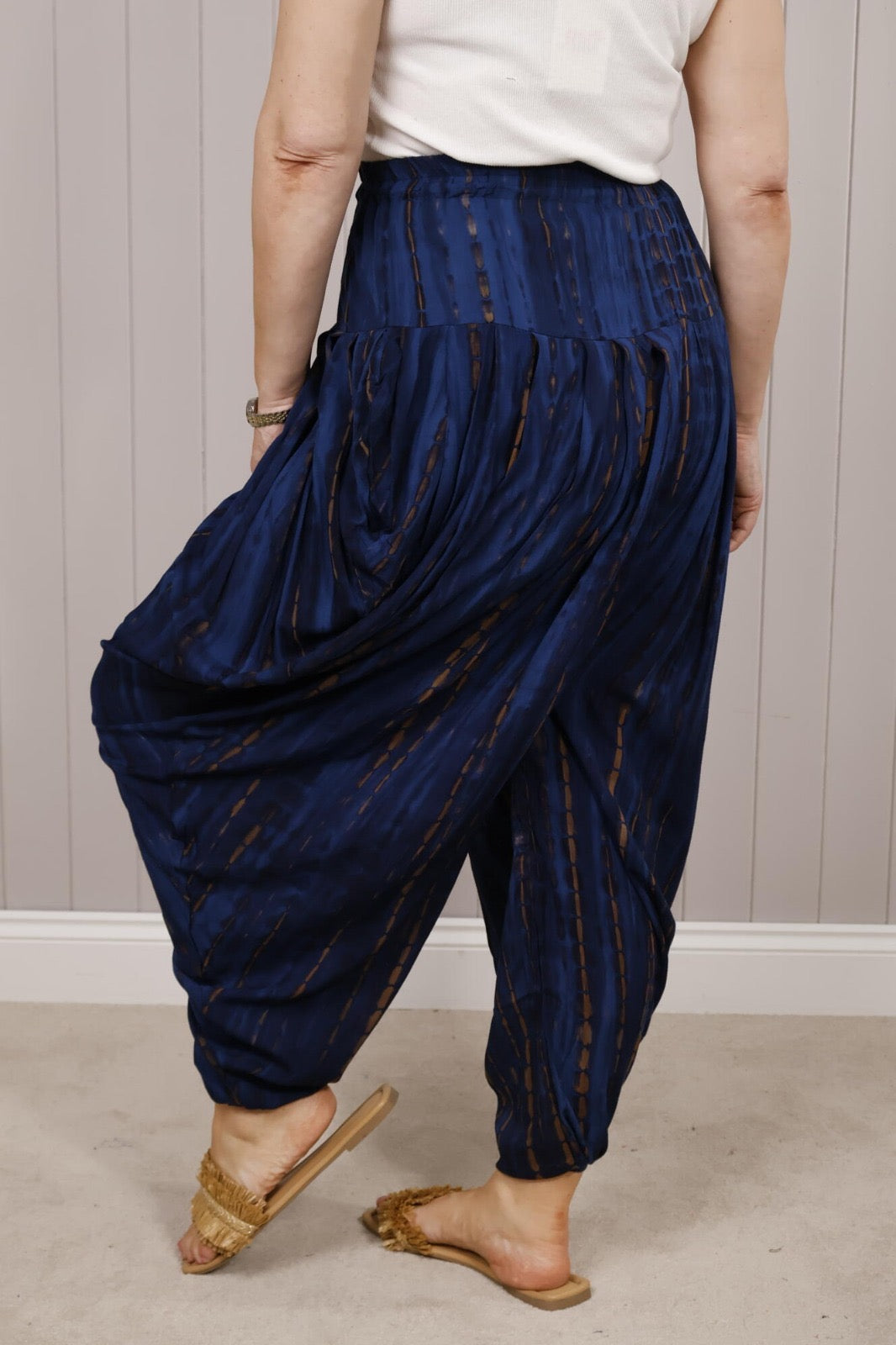 Tie Dye Harem Trousers Navy