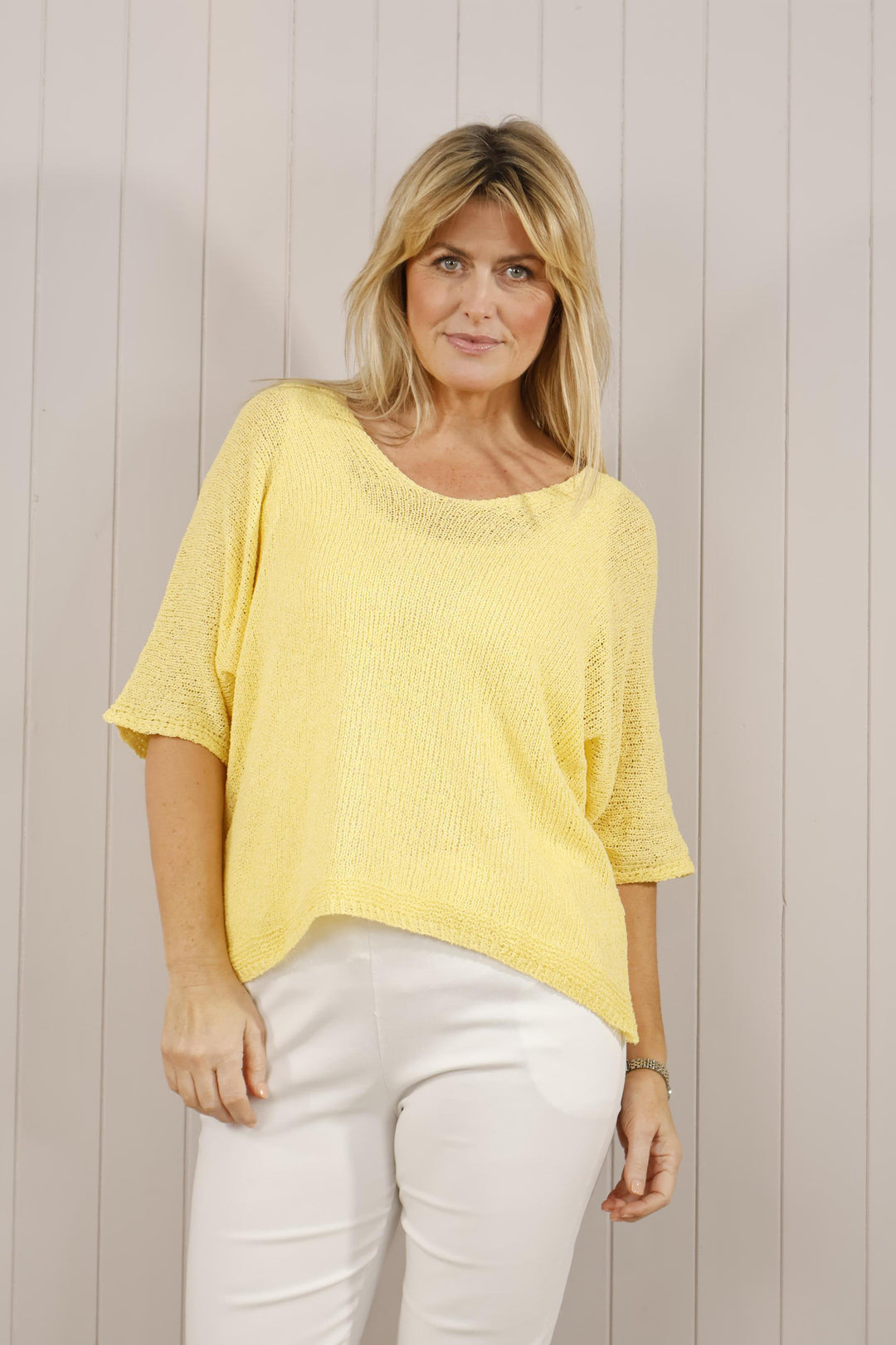 Abby V Neck layering top Lemon