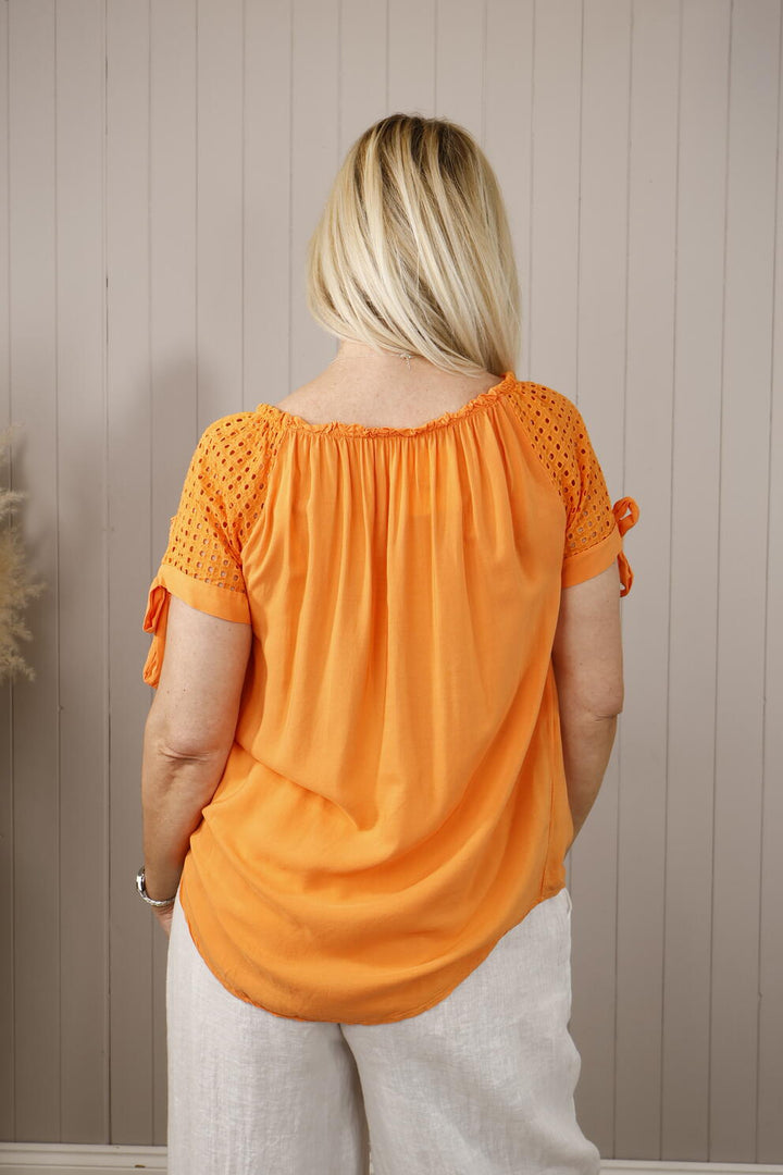Bobbi Broderie Anglaise Top Orange