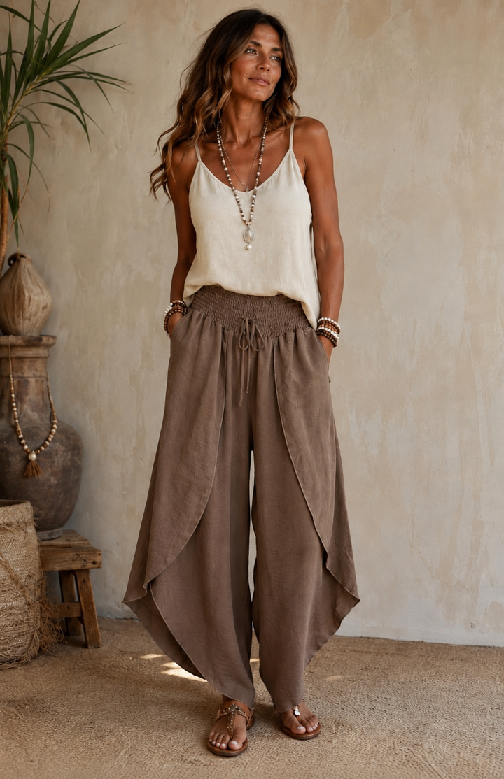 Calista Draped Harem Trousers Chocolate