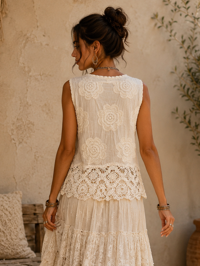 Chelsea Crochet Top Cream