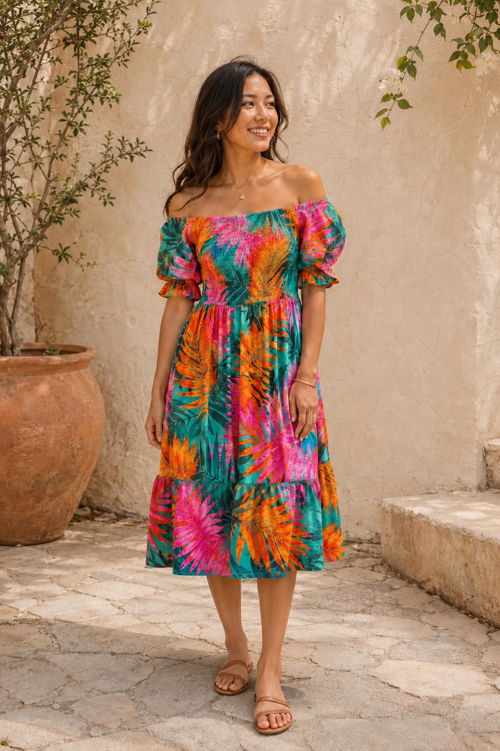 Torin Tropical Dress Green Zest