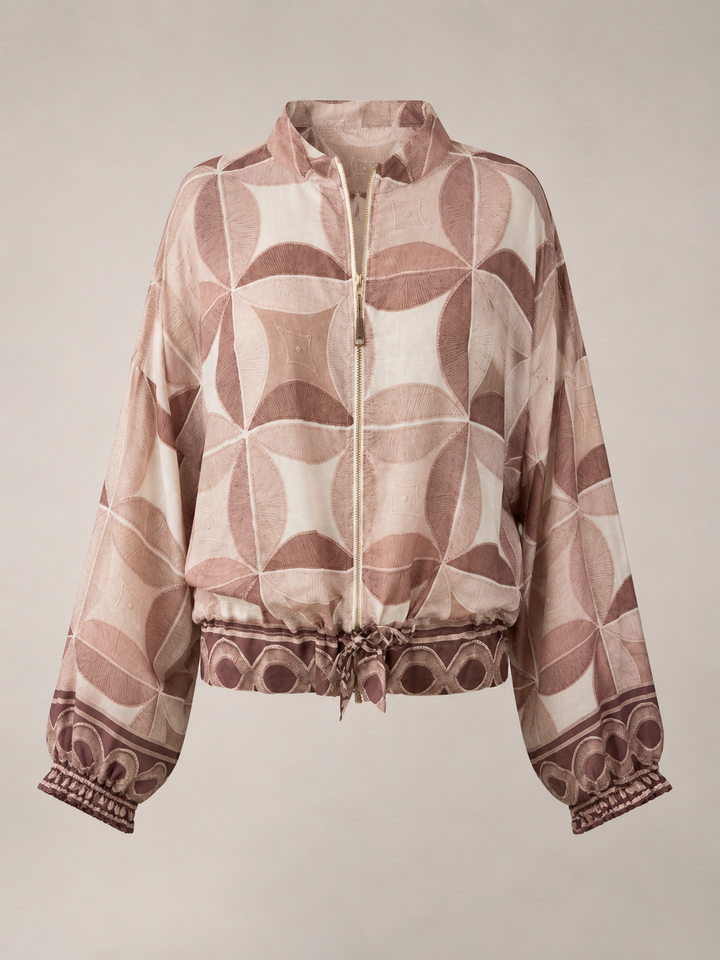 Mia Geometric Zip Jacket Mocha