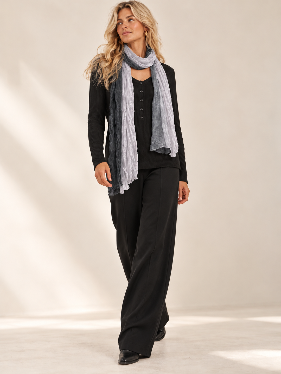 Ombre Scarf & Top Set Black