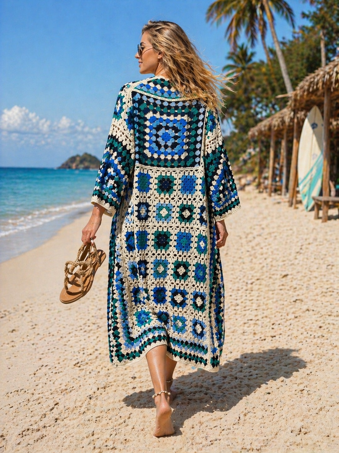 Marzia Crochet Cardigan Aqua