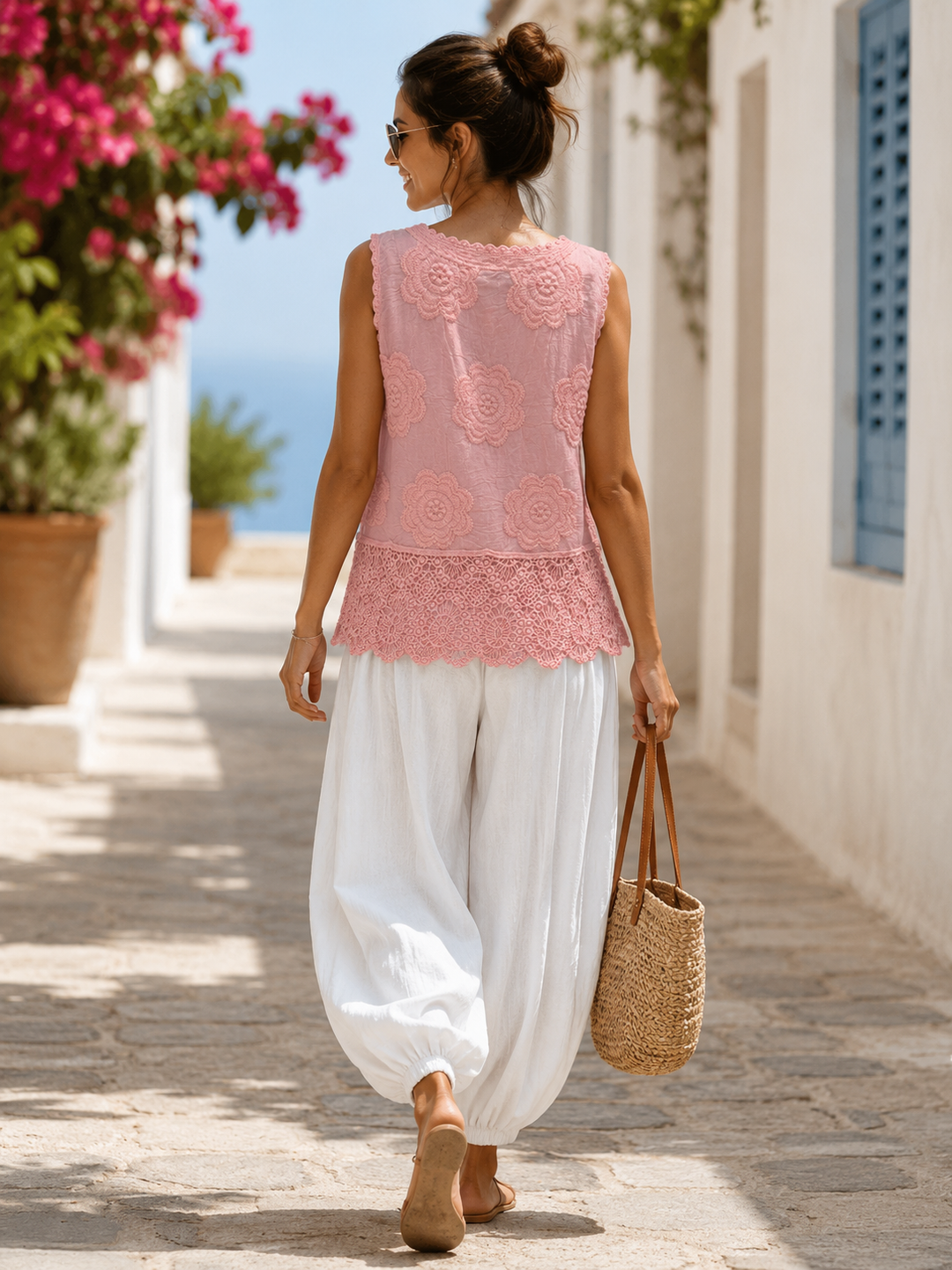 Chelsea Crochet Top Pink