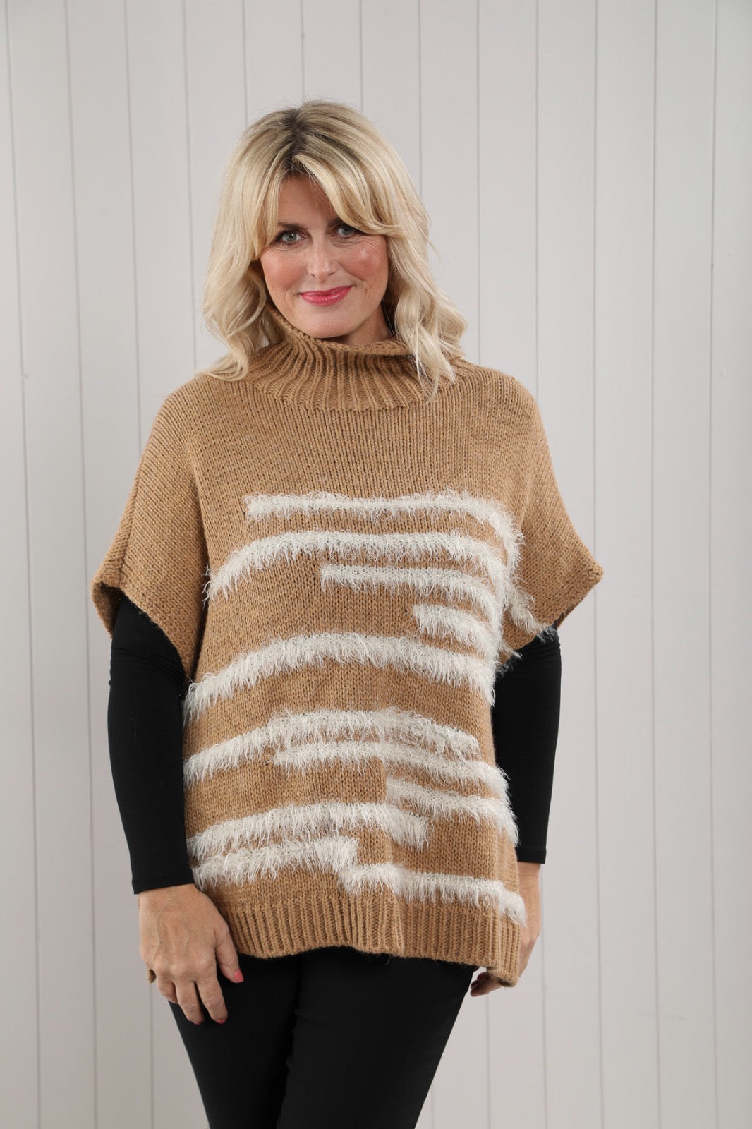 Bonnie Button Tank Top Camel