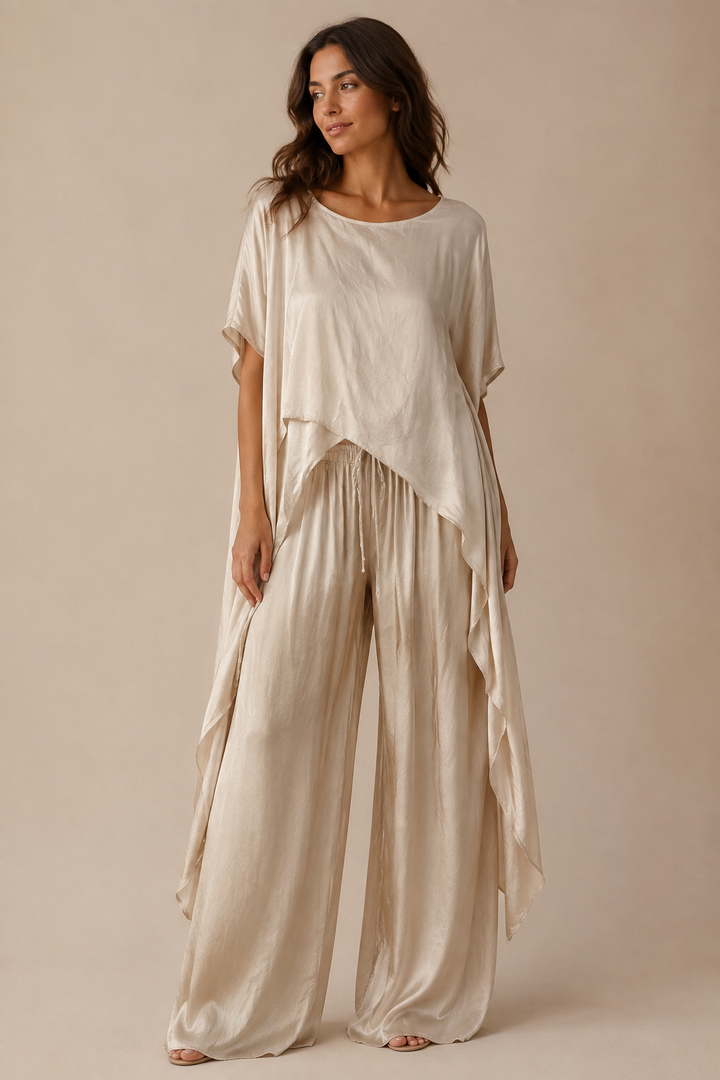 Portofino Satin Layering Top Champagne