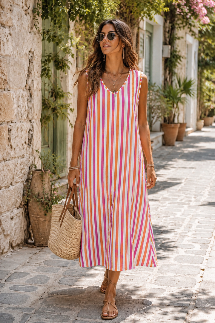 Sorrento Stripe Cotton Maxi Dress