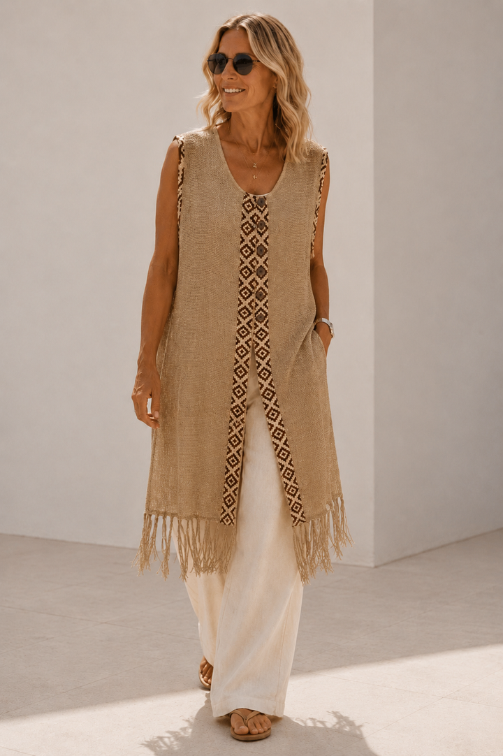 Alba Mesh Waistcoat Camel