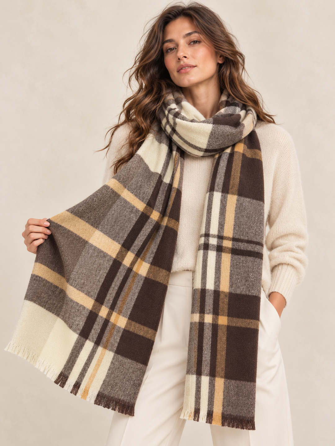 Camden Tartan Scarf Chocolate