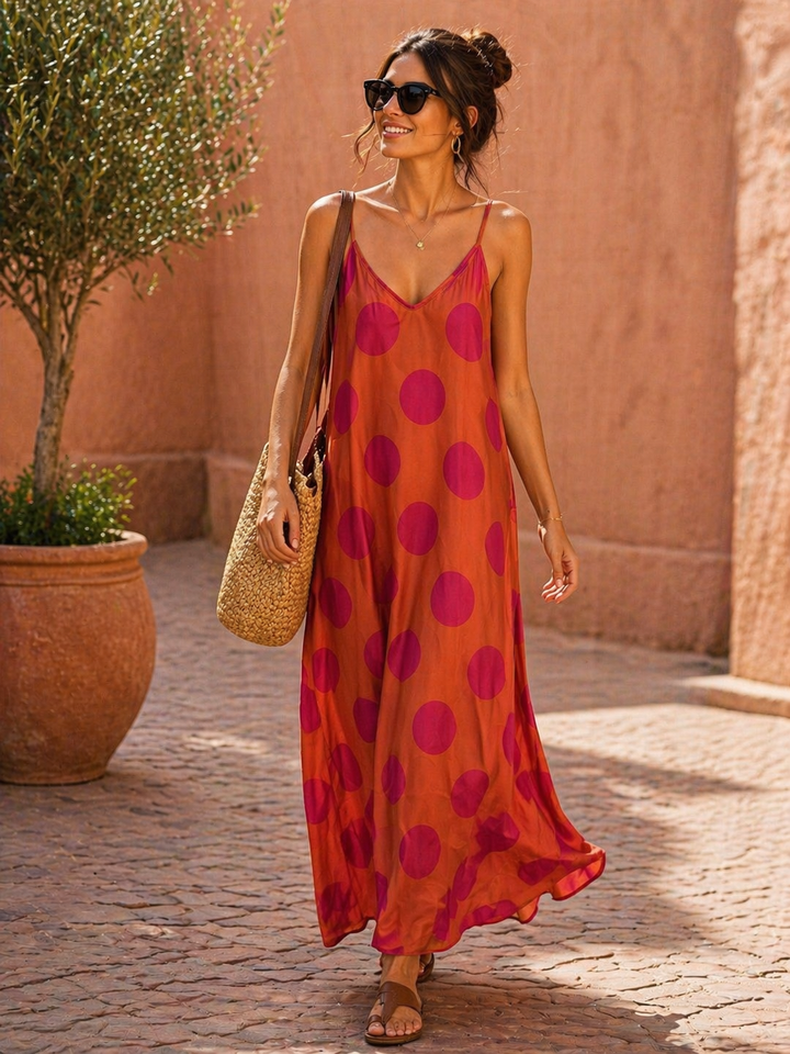 Stefania Polka Dot Dress Copper