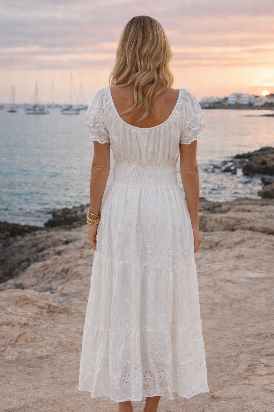 Bianca Broderie Anglaise Maxi Dress White