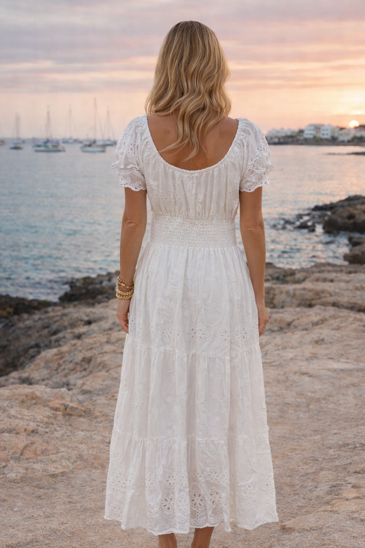 Bianca Broderie Anglaise Maxi Dress White