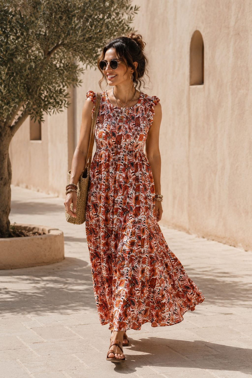 Toscana Maxi Dress Orange Floral