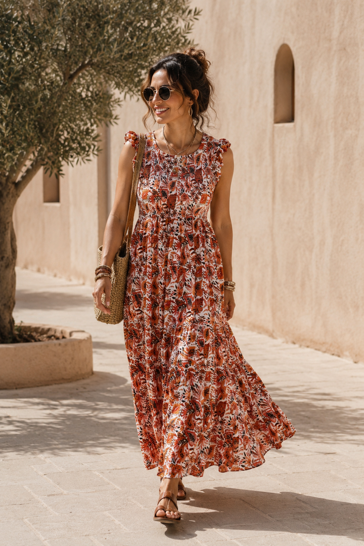 Toscana Maxi Dress Orange Floral